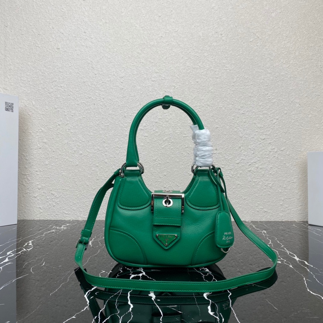 Prada Moon Padded Nappa Leather Hobo Bag Mango Green 1BA381